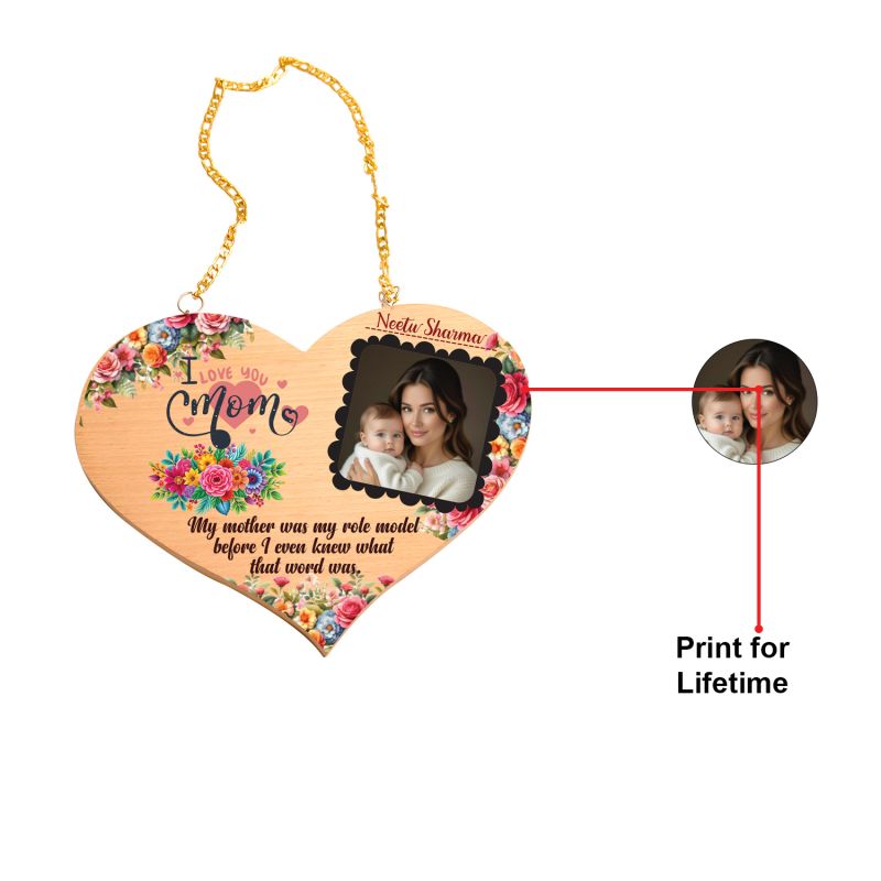 Personalized Heart-Shaped Wooden Hanging Photo Frame for Mom  Birthday Gift For Mom  Mother Day Gift From Daughter  New Mom Gift  Home Decor